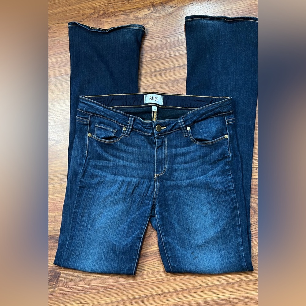 Paige Manhattan Bootcut Jeans 31 Dark Wash High Rise Stretch Denim USA - Picture 2 of 7